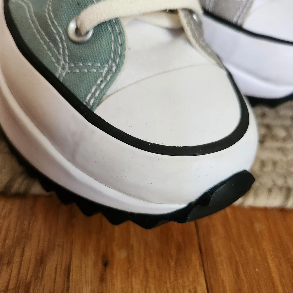 Converse Two Color Run Star High-Top Sneakers in Gray and Mint